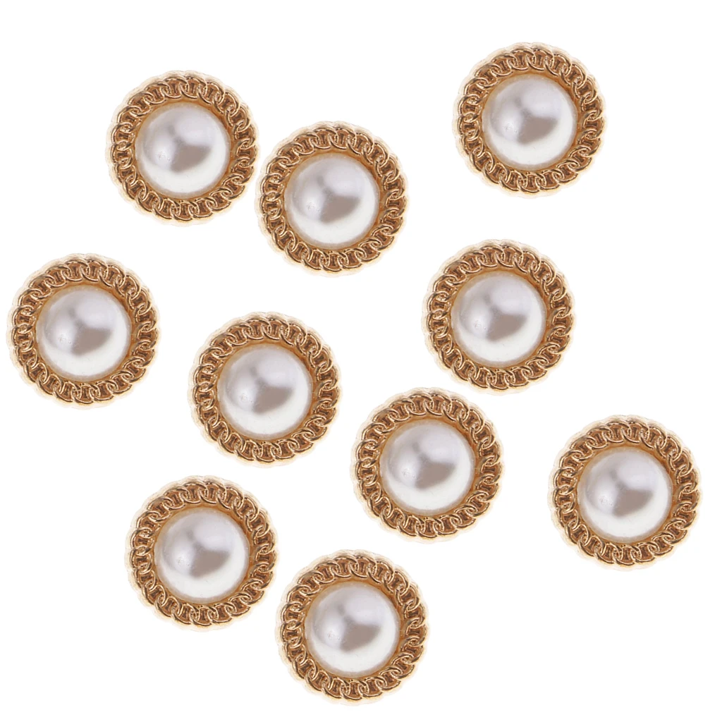 10 Pieces Gold Sew in Pearl Buttons with Shank for Clothes Shirts Coats 10mm | Дом и сад
