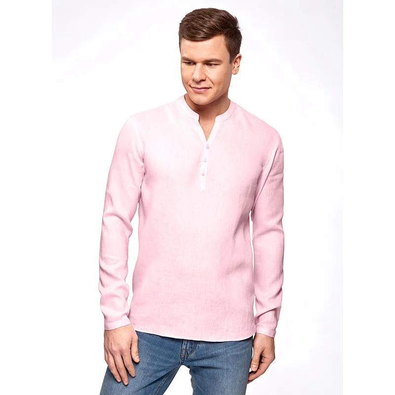 oodji Рубашка льняная без воротника мужская 3B320002M 21155N|shirt shirt|male shirtshirt male |