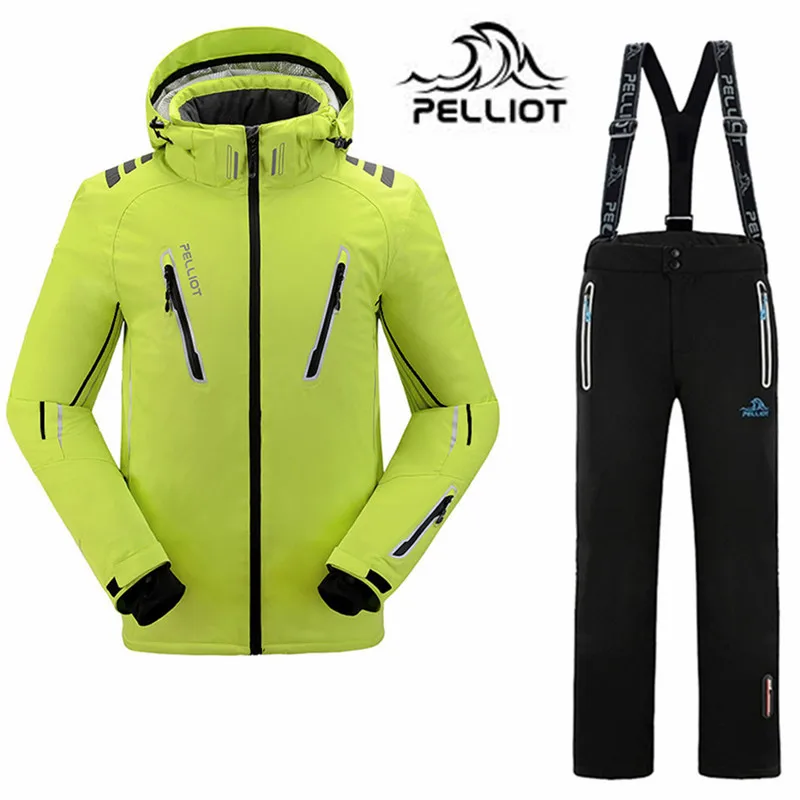 DHL БЕСПЛАТНО 2016 Пелльо марка лыжный костюм мужчины сноуборд куртка + брюки