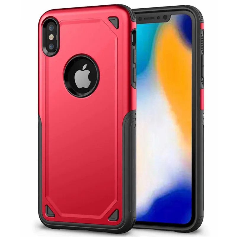 Военный противоударный Камуфляжный Защитный Прочный чехол для iPhone X, XR, XS, MAX, PC+ силиконовый чехол из ТПУ чехол для iPhone 5 5S se, 6, 6 S, 7, 8 Plus - Цвет: Red