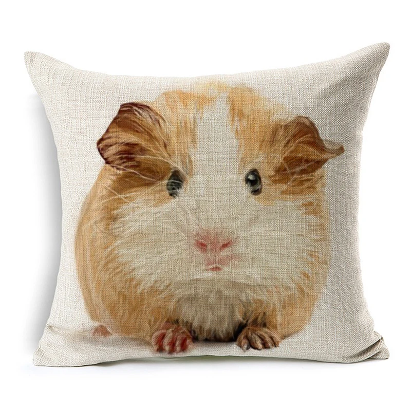 Свинки чехлы с изображением милых животных Pet Cavia porcellus Подушка «хомяк» Чехлы декоративная бежевого цвета льняная Подушка Чехол в подарок