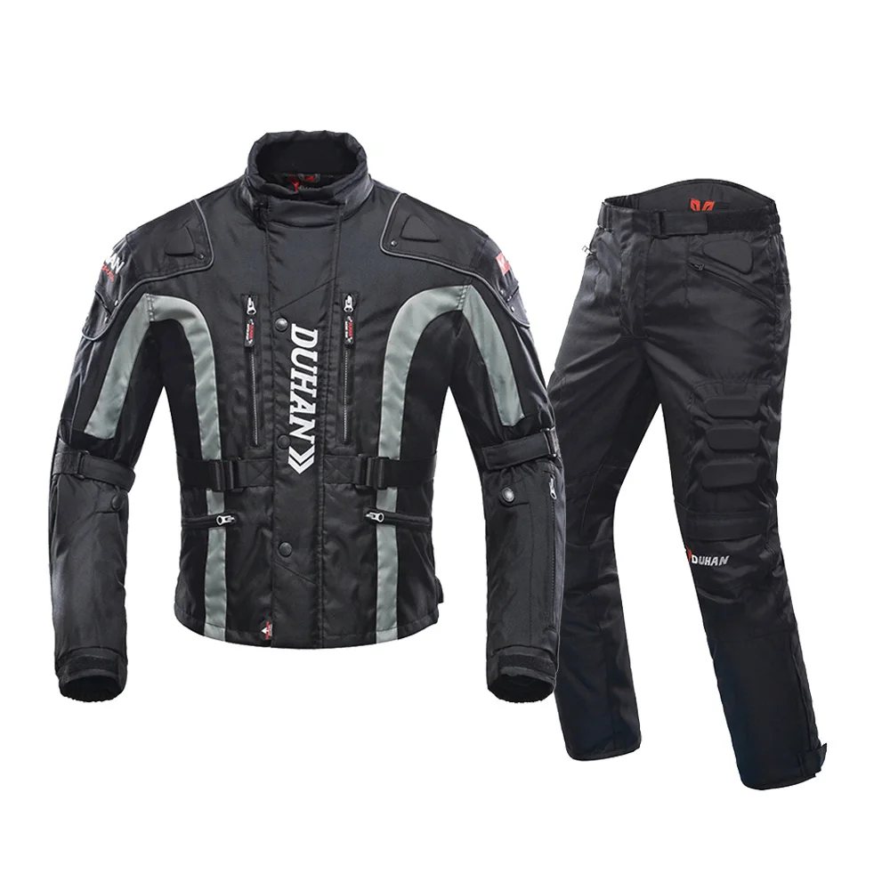 023 Black Suit DUHAN осень зима морозостойкая Мотоциклетная Куртка Мото протектор мотоциклетные брюки мото костюм туристическая одежда защитный комплект - Цвет: 023 Black Suit