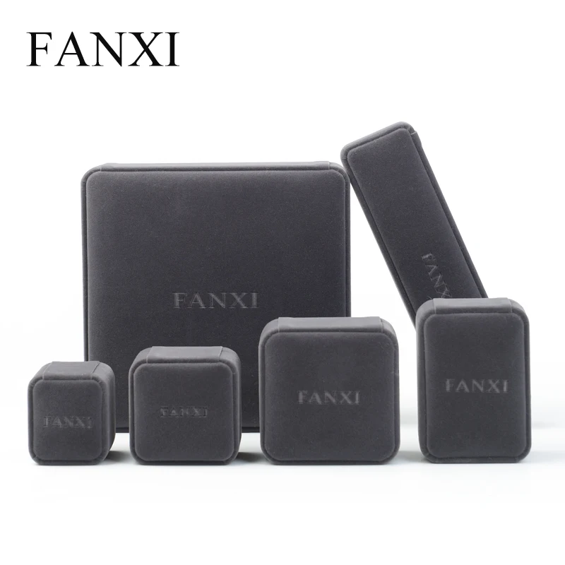 FANXI серая коробка из плюшевой ткани для ювелирных изделий Подарочная сережек