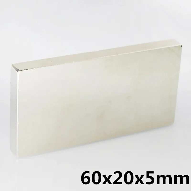 1 шт. 60x20x5 мм неодимовый магнит Блок N35 постоянный супер сильный Мощный маленький Магнитный Магнит квадратный
