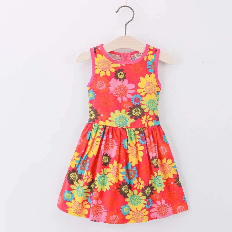 2017 Пляж Бросился Модный Бренд Летние Девушки Платье Хлопка Цветка Платья девушки