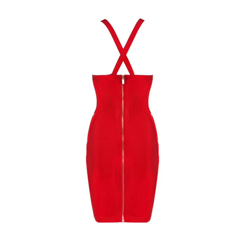 2019 summer new women's red bandage dress sleeveless hollow straps Bodycon Vestidos sexy mini fitness club celebrity party | Женская