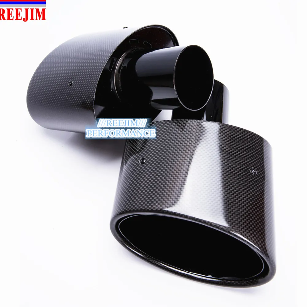 2 шт. овальные наконечники выхлопной трубы из углеродного волокна с косой оправой