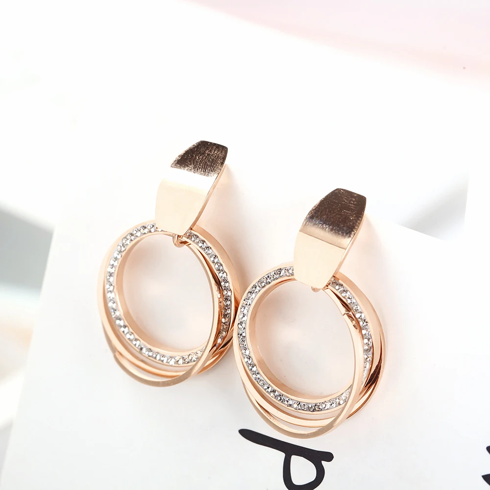 Серьги OUFEI из розового золота модные женские серьги нержавеющей стали 2019 Женские