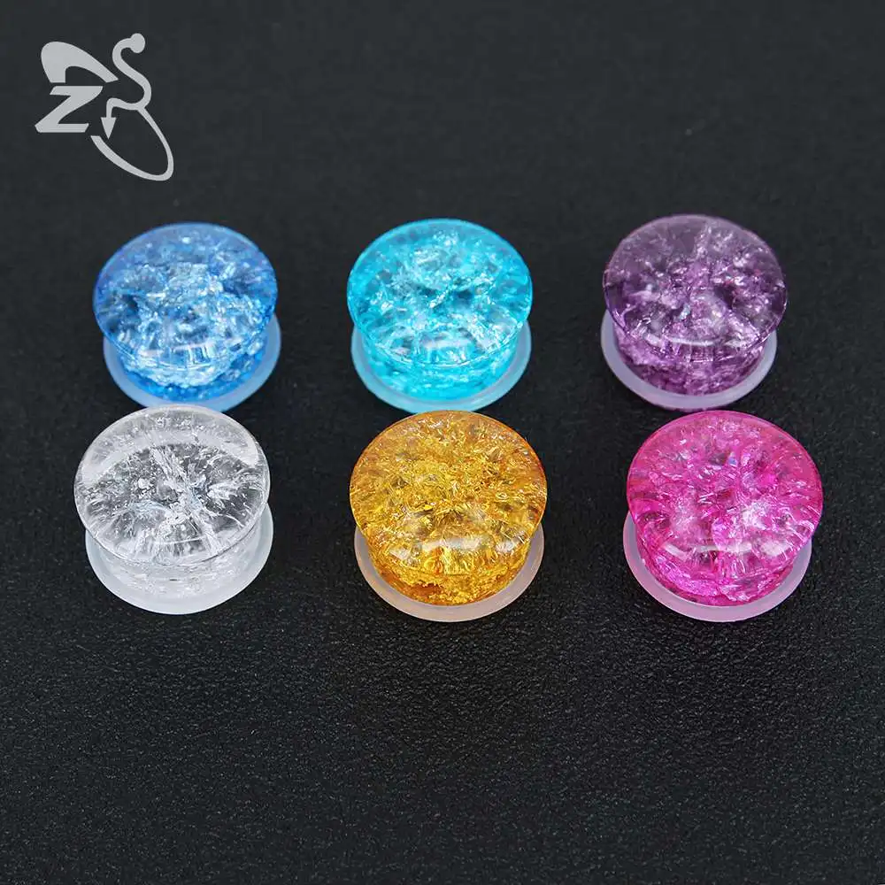 Камень туннель затычки для пирсинга одиночные вспышки ушей Силиконовое кольцо