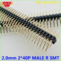 2,0 мм Шаг 1X40P 40PIN разъем однорядные разъемы вертикальный штыревой разъём SMT выдерживает высокие температуры позолоченные