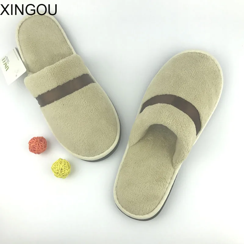 Новинка Фланелевые домашние тапочки женские однотонные Тапочки для гостей