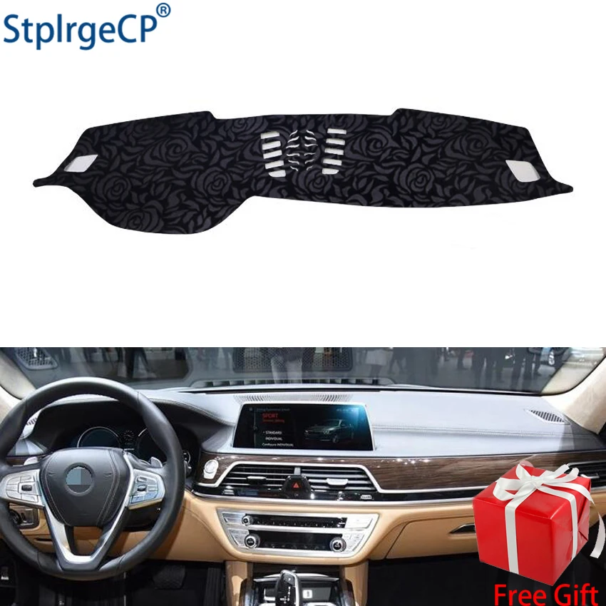 Latest Rose Pattern Non-slip Car Dashboard Cover Dash Mat Pad DashMat ANti-UV Sticker for BMW 7 series 2016-2019 Styling | Автомобили и