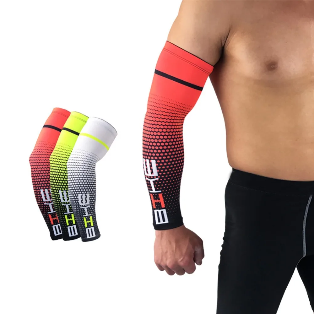 

2PCS Cool Men Cycling Running Bicycle UV Sun Protection Cuff Cover Protective Arm Sleeve Bike Sport Arm Warmers Sleeves