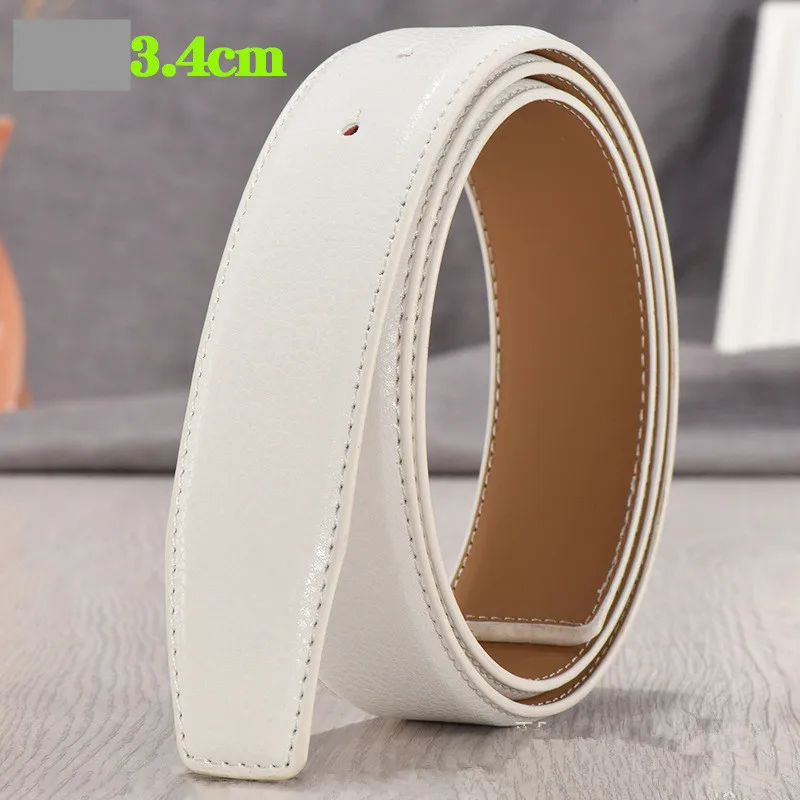 white 3.4cm VOHIO 2,8 см ширина мужские кожаные ремни без пряжки ремень тело красный черный cowather гладкие дизайнерские ремни для мужчин и женщин Ремни 2,4 см - Цвет: white 3.4cm