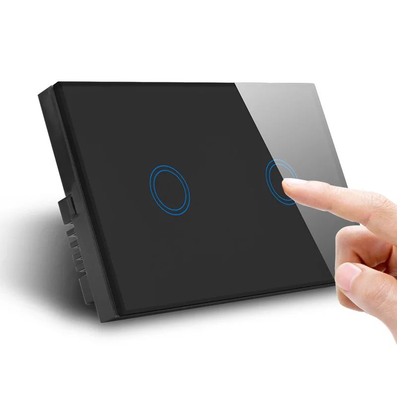Black LED Switch ASEER, AU/US Smart Switch 2 банды сенсорного управления настенный выключатель 600 Вт, 3 цвета Хрустальная стеклянная панель настенный сенсорный светильник переключатель AC110-240V - Цвет: Black LED Switch