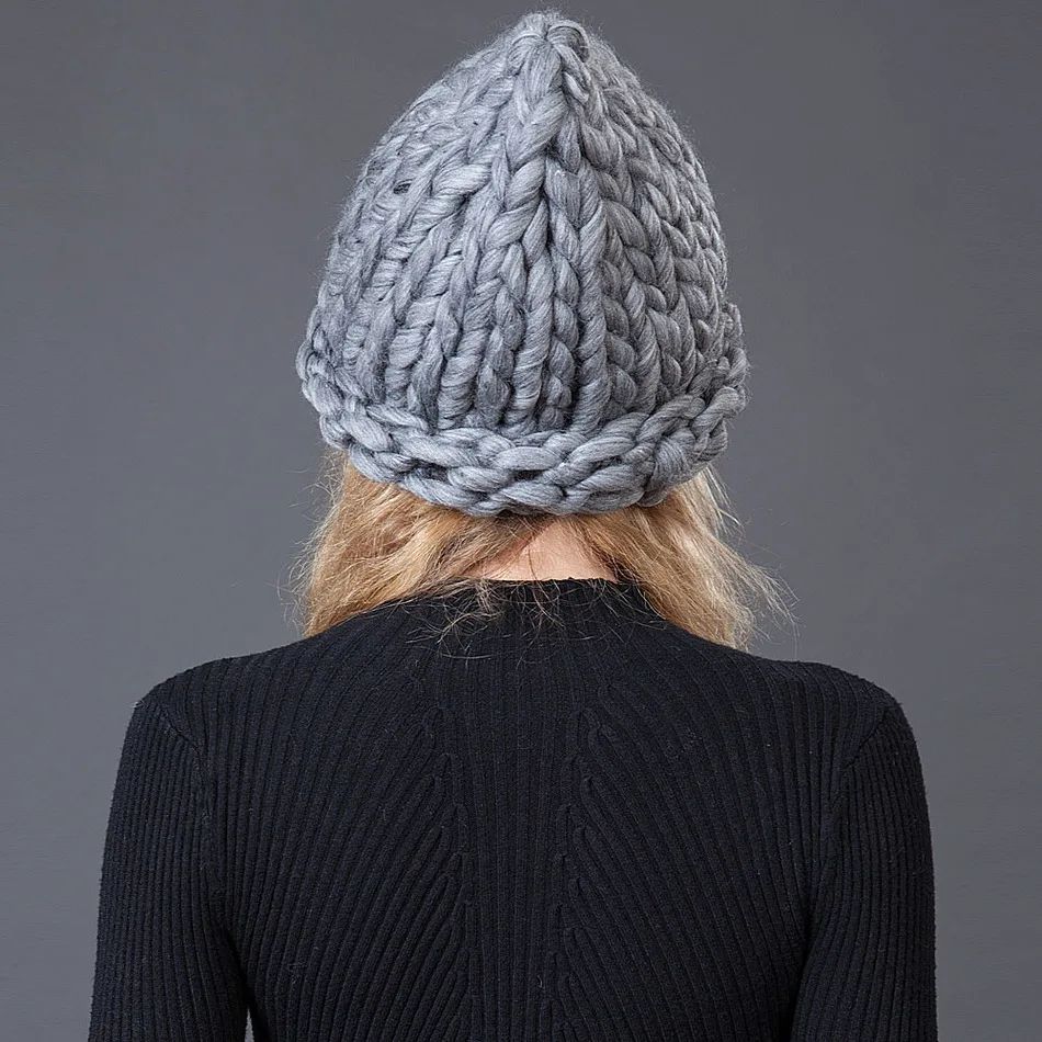 2016 Корея Мода Вязание Шерсть Новогодний колпак Для Женщин Толстые Шерстяные