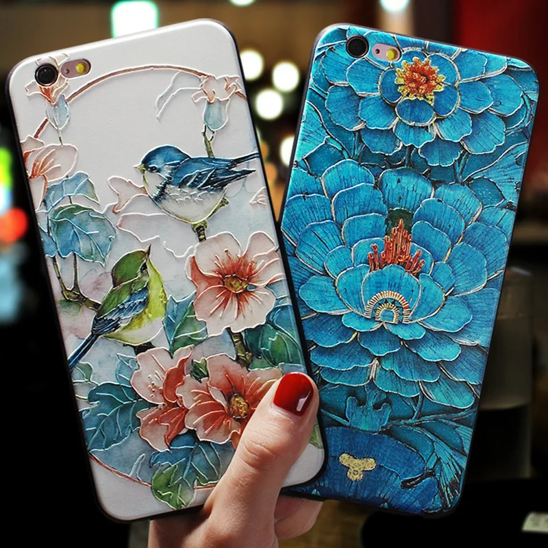 Милый чехол из ТПУ с объемным рисунком цветка лотоса для iPhone 5 5S SE X XR 6 6S 7 8 Plus XS