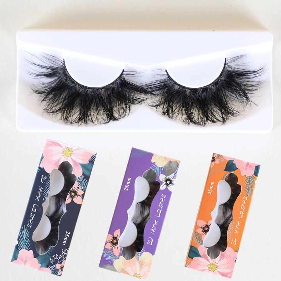 3 шт 25 мм ресницы Экстра длины 3D норковые большой драматический объем норковая