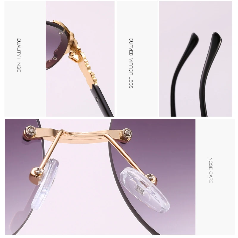 Модные трендовые солнцезащитные очки без оправы с кристаллами женские брендовые