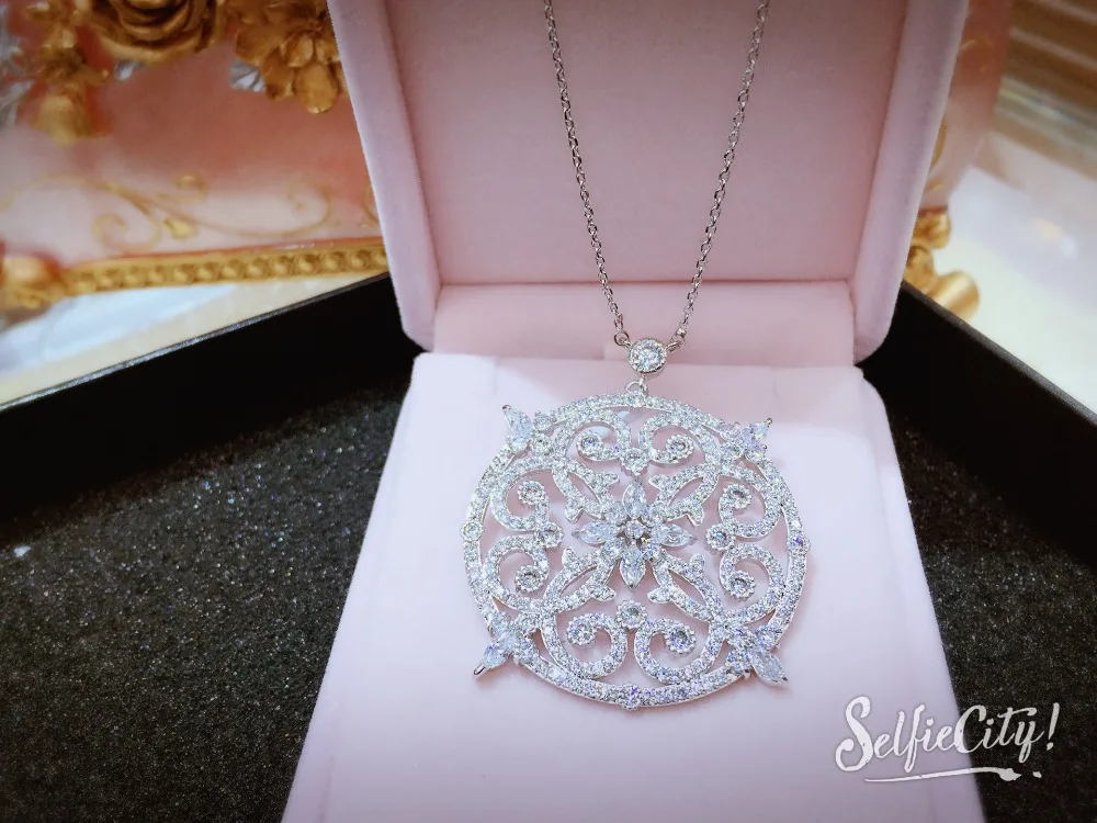 GAOLA кубики циркона круглый цветок кулон ожерелье для женщин collares de moda GLD0921