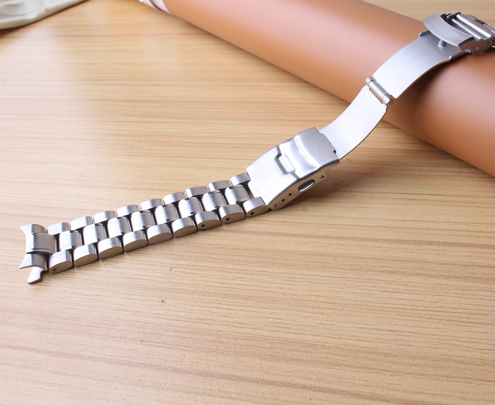 Ремешок для наручных часов с изогнутыми концами серебристый Складной Безопасный