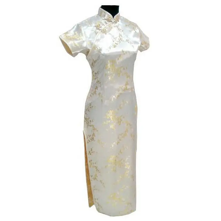 Темно-синие Винтаж китайский Для женщин длинный атласный Cheongsam Ципао вечернее платье цветок плюс Размеры S M L XL XXL XXXL 4XL 5XL 6XL J3089