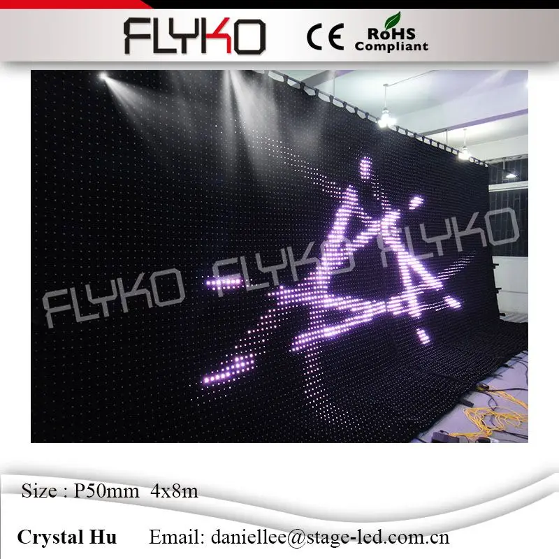 2016 FLYKO горячий новый фонарик P50 мм led видео занавес украшение на сцене 4x8 м | Лампы и