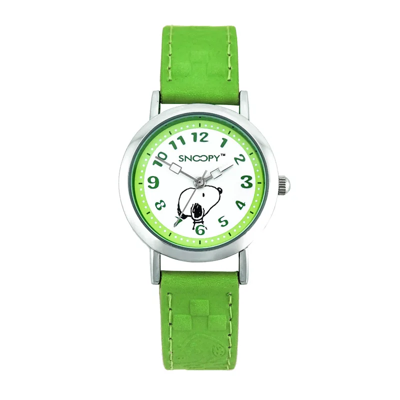 SNOOPY/Новинка; оригинальные часы для девочек; Детские часы с героями мультфильмов; модные милые детские часы с кожаным ремешком; японские кварцевые часы; relogio feminino