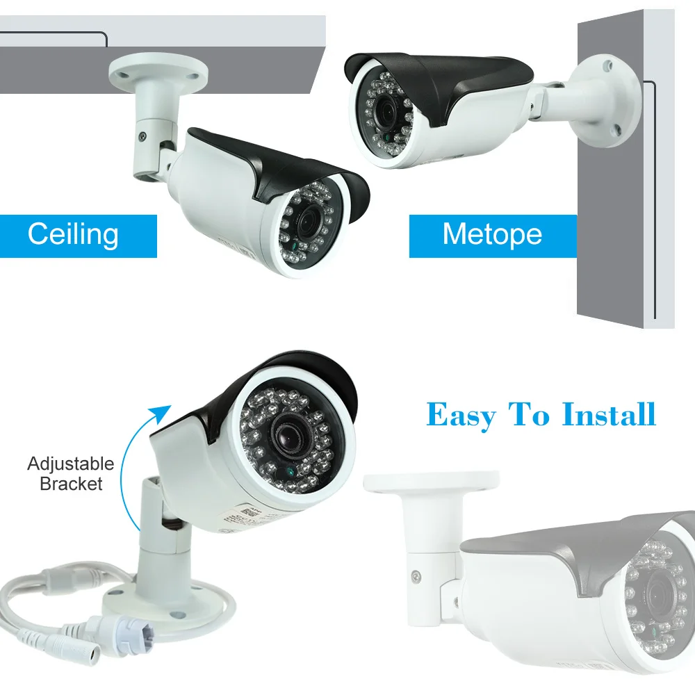4MP камера HD Bullet POE IP ночное видение Onvif P2P Обнаружение движения Водонепроницаемая
