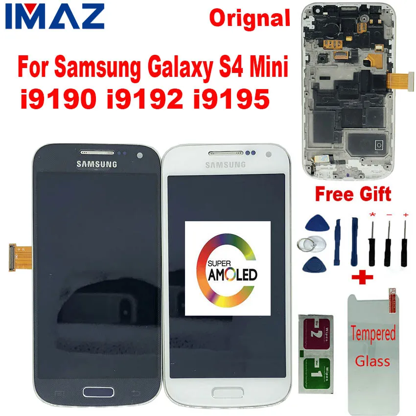 Оригинальный AMOLED ЖК дисплей IMAZ для Samsung Galaxy S4 Mini i9190 i9192 i9195 с сенсорным экраном и