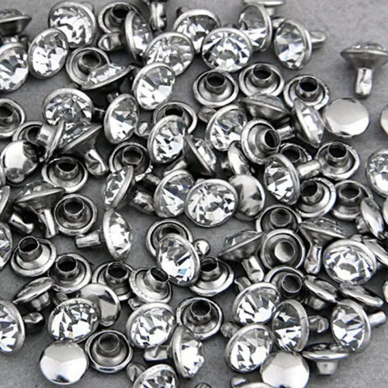 

Hot Sell 100Sets 9mm DIY CZ+++ Crystals Rhinestone Rivets Silver Nailhead Spots Studs Shipping Free