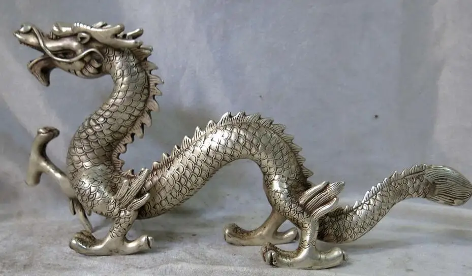 Изящная Серебряная скульптура китайские тотемные вырезанные мифические