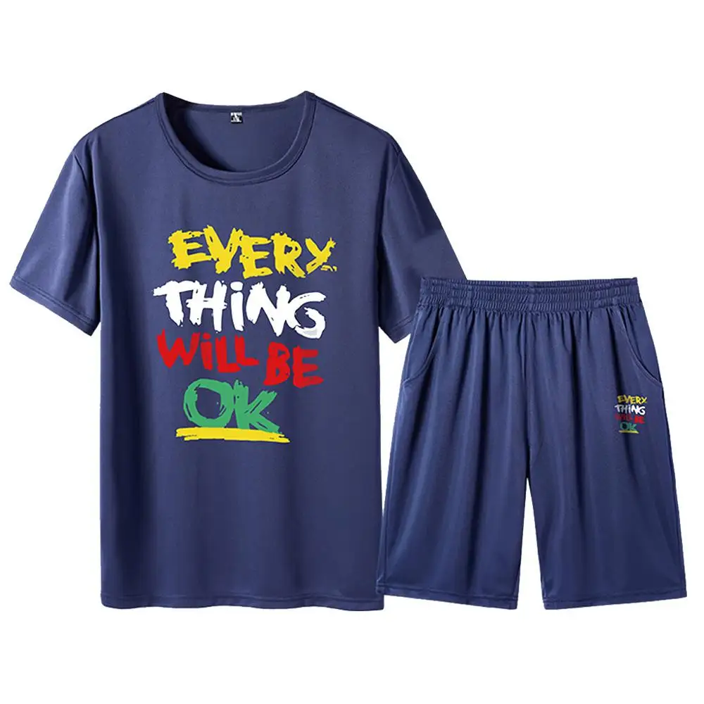 Men's Summer Leisure Fashion Printing Short Sleeve Shorts Fitness Sports Sets | Мужская одежда
