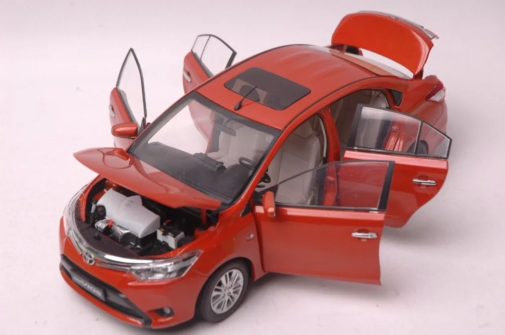 1:18 литья под давлением модель для Toyota Vios 2013 Оранжевый сплав игрушечный автомобиль миниатюрная коллекция подарок