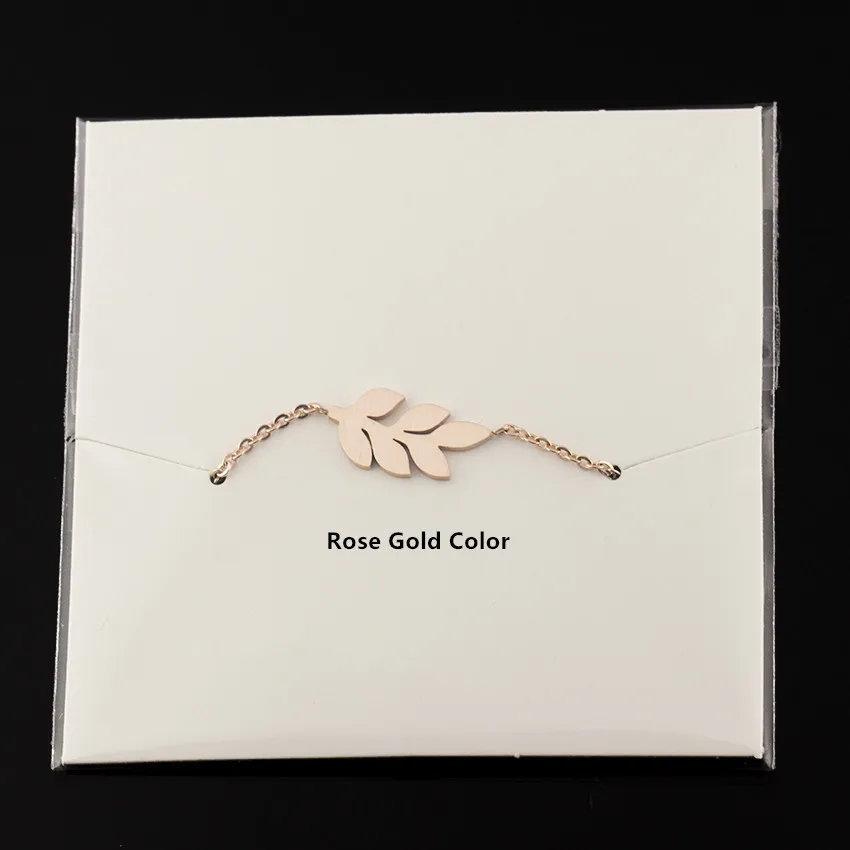 V Attract Minimalistic Plant Jewelry Stainless Steel Chian Simple Leaf Bracelet For Women Rose Gold Pulsera Climbers | Украшения и
