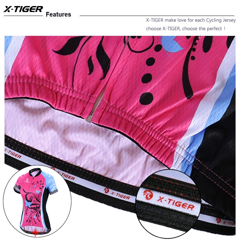 Женская велосипедная Джерси X Tiger Pro с коротким рукавом быстросохнущая одежда для