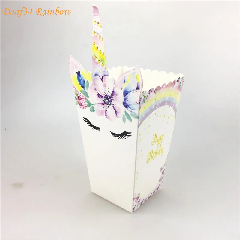 12 шт. Единорог попкорн Коробки DIY вечерние украшения тема Попкорн Сумки душа