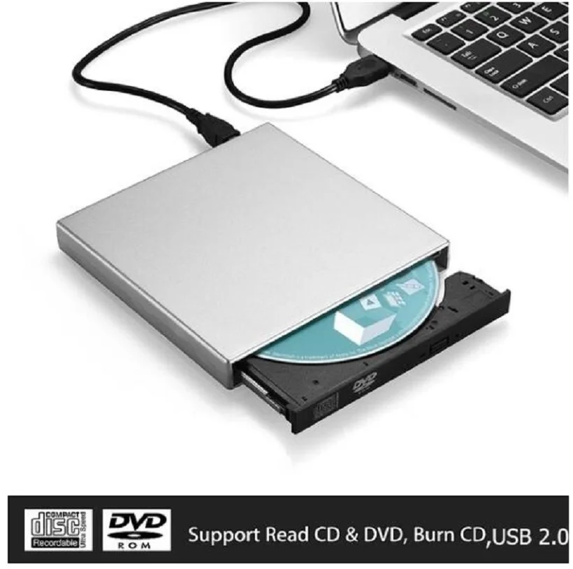 USB-устройство для чтения DVD/CD-дисков Fanshu с двумя USB-кабелями ноутбуков Windows Mac OS |