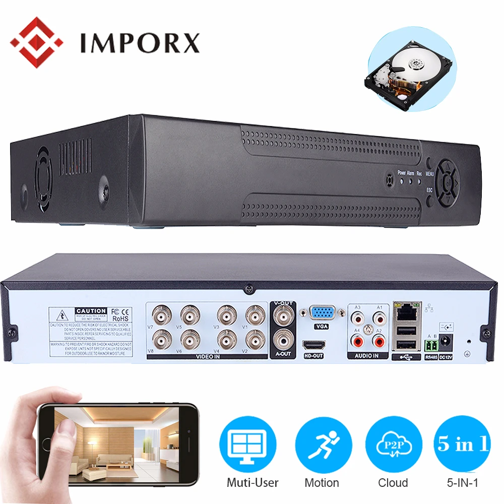 IMPORX 4CH 960P HDMI 5в1 NVR комплект 2 ТБ HDD CCTV Wifi VideCam 1.3MP HD ночное видение с 10 &quotЖК-дисплеем