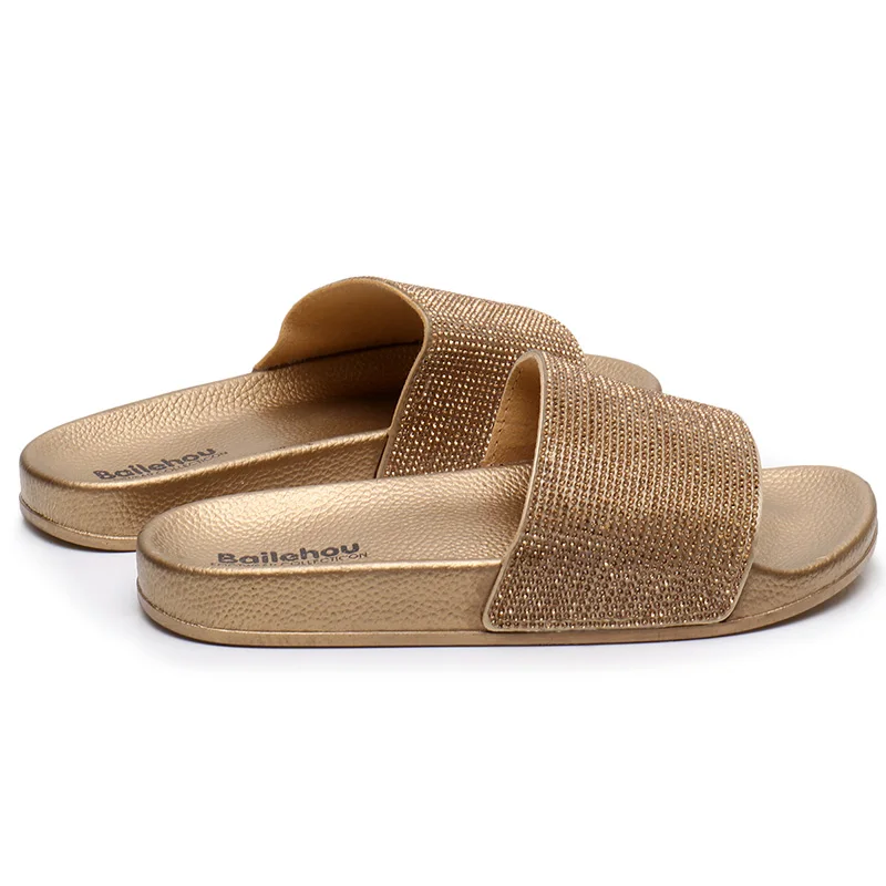

Women Slippers Flat Women Causal Shoes Woman Flip Flops Beach Ladies Slipper Slip On Slides Crystal Sandals Female Brand Slipper
