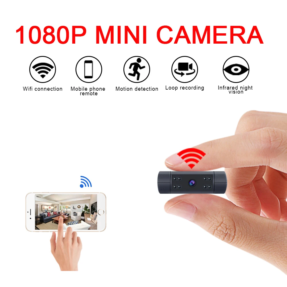 Беспроводная мини камера HD 1080P с Wi Fi инфракрасным ночным видением и датчиком