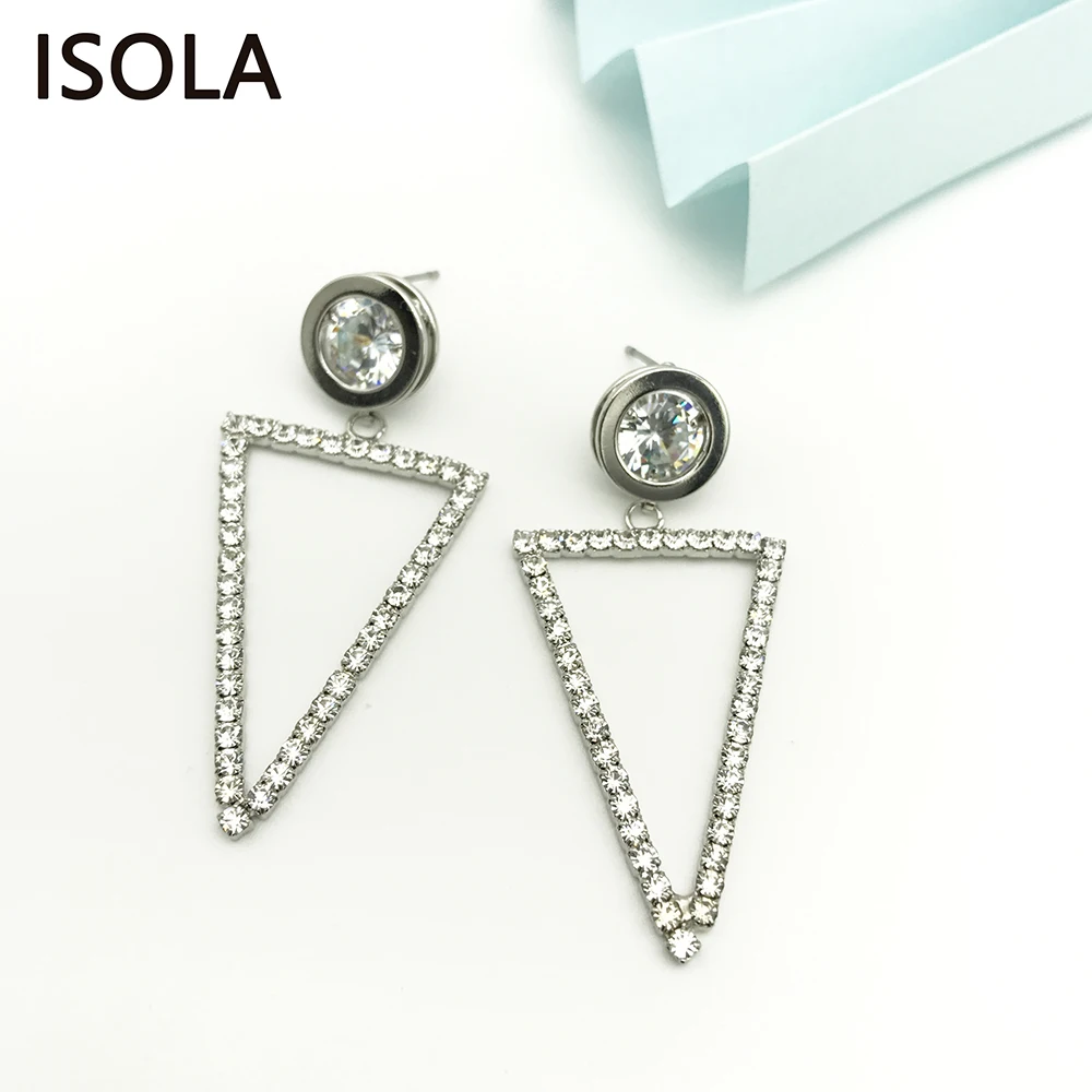 ISOLA модные фантастические треугольные большие серьги капли со стразами Изящные