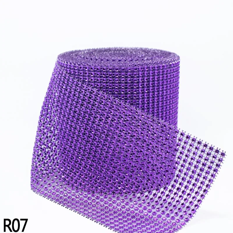R07 12 см* 1 ярд блестящая Очаровательная блестящая Алмазная сетка для настольного торта, ленты с кристаллами, тюль, сделай сам, украшение для дома, свадьбы, вечеринки - Цвет: R07