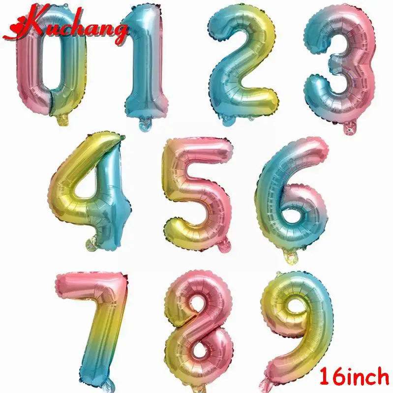 16inch 2 шт 16/30/40 дюймов градиентный цветной номер фольги гелиевые воздушные шары 16 18 20 25 30 40 50 лет для взрослых декор для вечеринки в честь Дня рождения поставки - Цвет: 16inch
