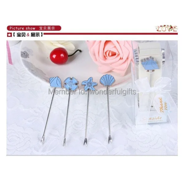 Бесплатная Доставка свадебные подарки и приморские печенья вилки для фруктов