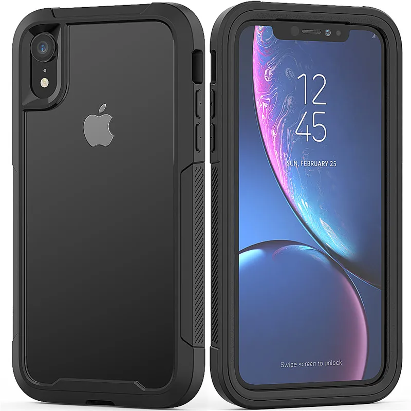 Black Прозрачный защитный чехол против царапин для iPhone 11 Pro Max 6 6s 7 8 Plus X XS Max XR Жесткий ПК+ ТПУ бампер двухслойный чехол - Цвет: Black