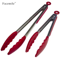 2pcsset 9inch 12inch silicone kitchen tongs sets salad bbq tongs kitchen bakeware accessories utensils gift