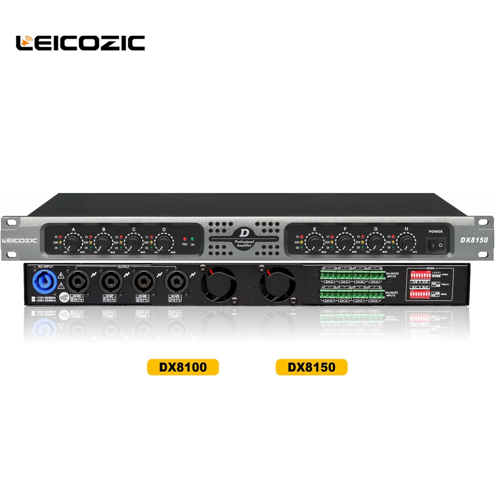 Leicozic DX8150 8-канальный усилитель класса d профессиональные звуковые усилители 8x250 Вт RMS 4ohm усилитель профессиональный усилитель мощности сценический
