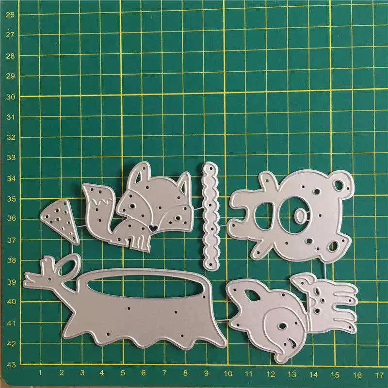 5 pcs Deer Bear Fox Metal Cutting Dies Forest Animals for DIY Scrapbook Embossing Paper Craft Creative Stamps 160*120 | Дом и сад