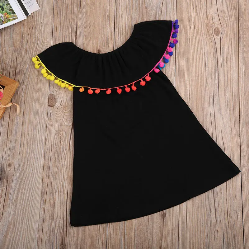 Детское летнее платье-пачка для маленьких девочек черные платья с открытыми